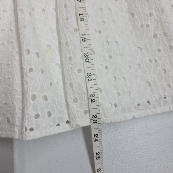 Magaschoni White Cotton Eyelet Skirt Midi 27x23.5 Lined Floral Spring Crisp - Picture 10 of 10